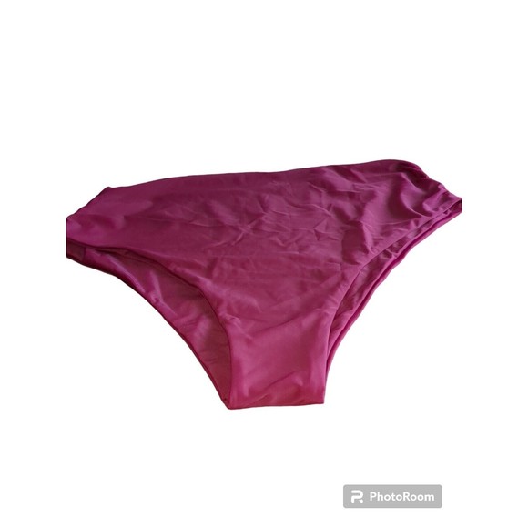 Zaful Swim Bikini Bottom Womens Sz 12 Burgandy High Waist Stretch Tummy Control - Picture 1 of 5